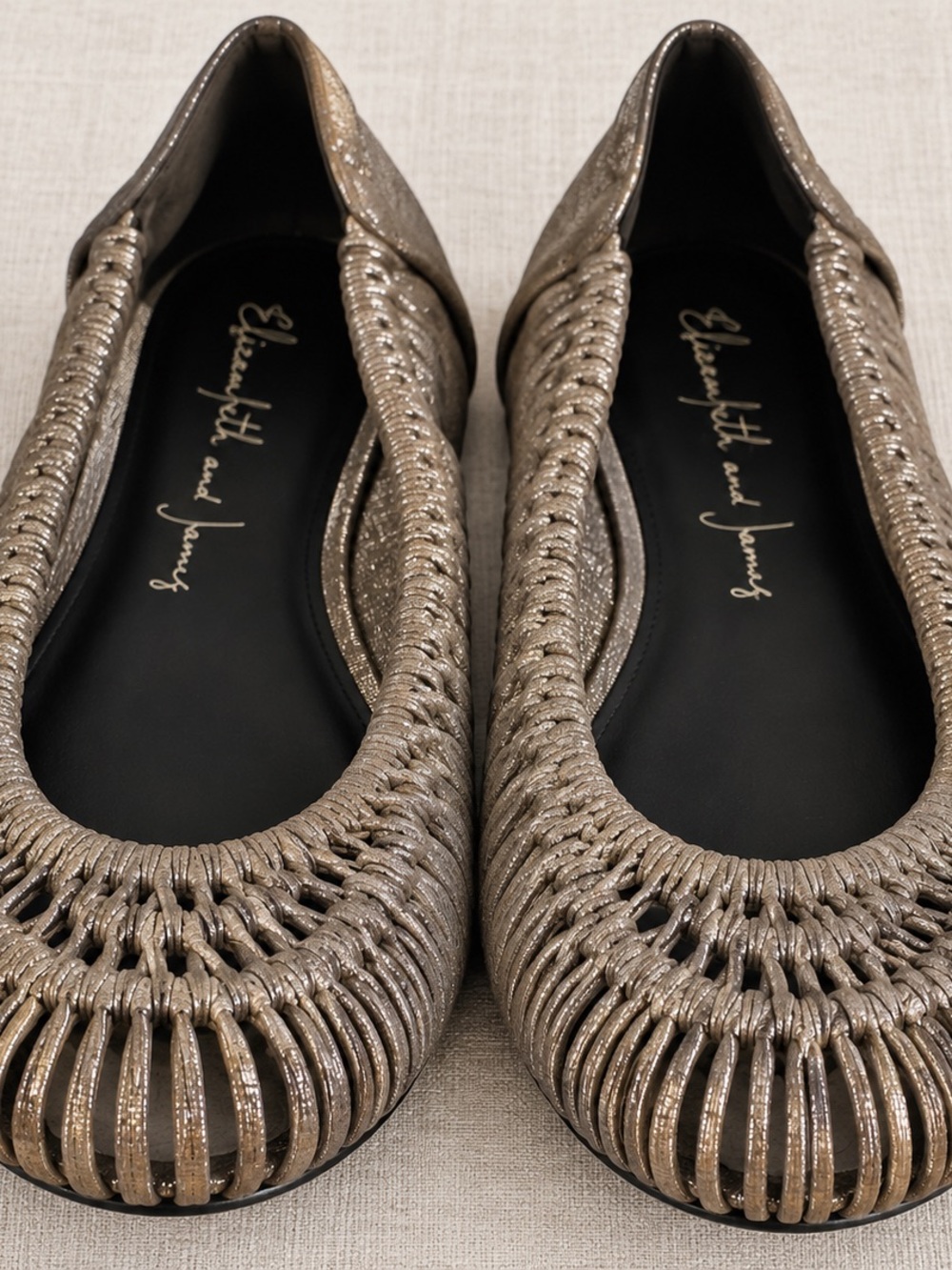 Elizabeth & James  Metallic Bronze Woven Ballet Flats